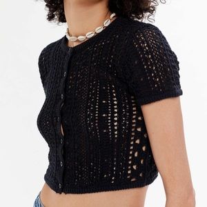 UO Brittany Button-front Short Sleeve Sweater